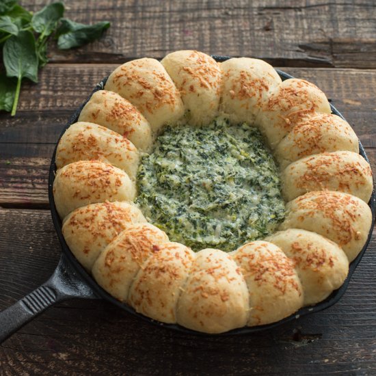 Skillet Bread Four Cheese Spinach Dip