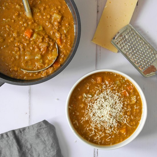 Super easy green lentil soup