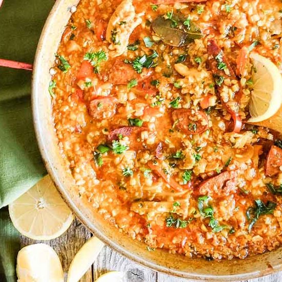 Chicken Chorizo Cauliflower Paella