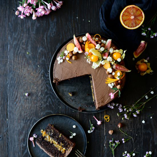 Orange and fig chocolate cake