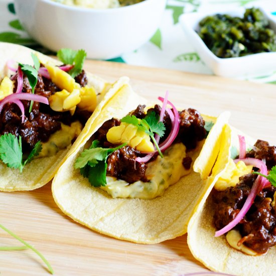 Oxtail Tacos with Ackee Two Ways