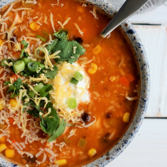 INSTANT POT TORTILLA SOUP WITH RICE