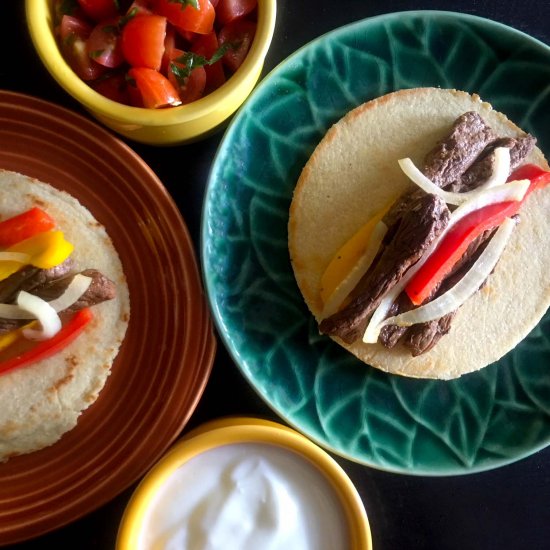 Beef Fajitas with Low Carb Tortilla