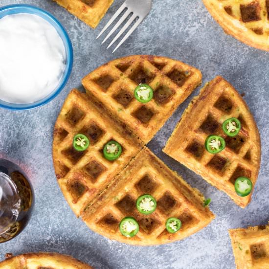 Serrano-Cheddar Waffles