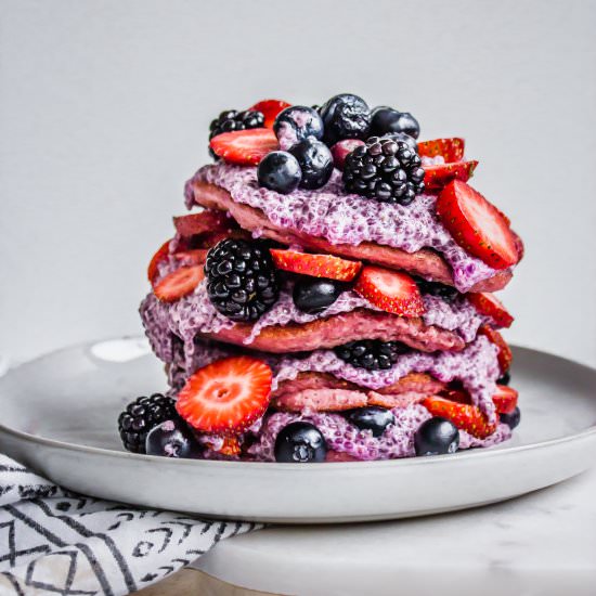 Pink Pancakes with Chia Pudding