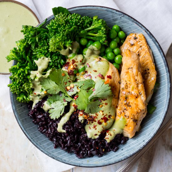 Easy Chicken Black Rice Bowls