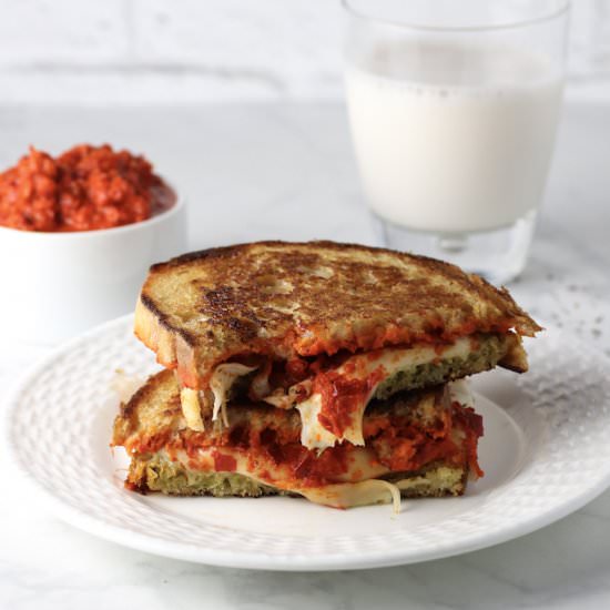 Roasted Pepper Pesto Grilled Cheese