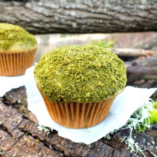 pistachio green tea moss muffins