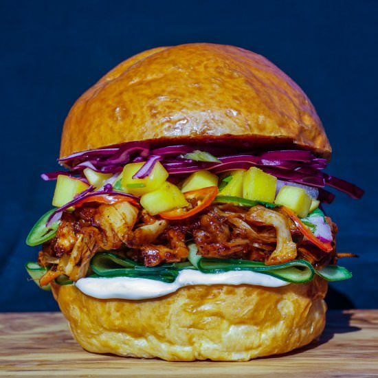 Jerk BBQ Pulled Jackfruit Burger