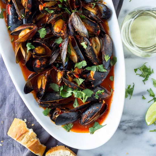 Guajillo Chili Mussels