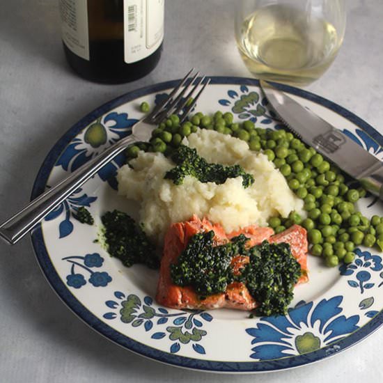 Salmon with Pesto and Potatoes