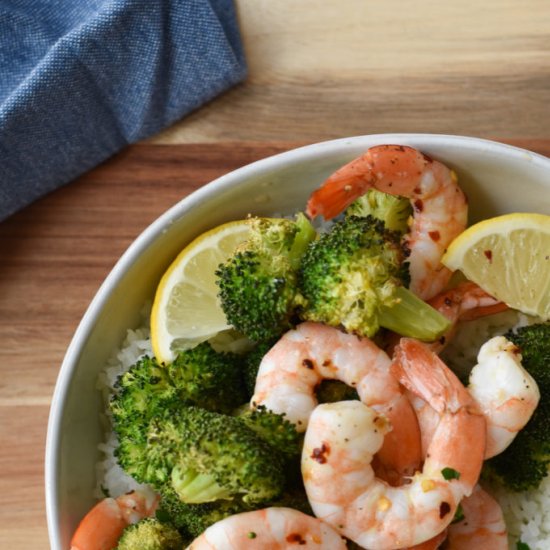 Lemon Shrimp with Broccoli and Rice