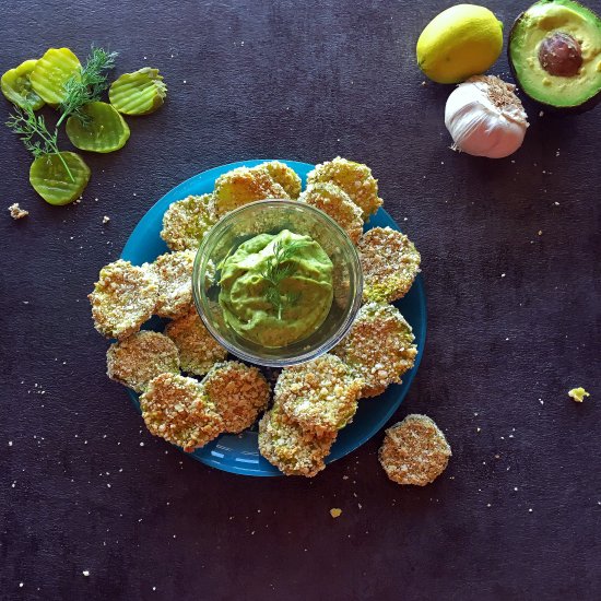 Oven Fried Pickles + Avo-Dill Aioli