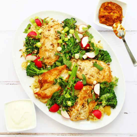 chicken broccoli & bulgur salad