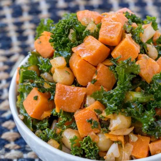 Chickpea Sweet Potato Kale Salad