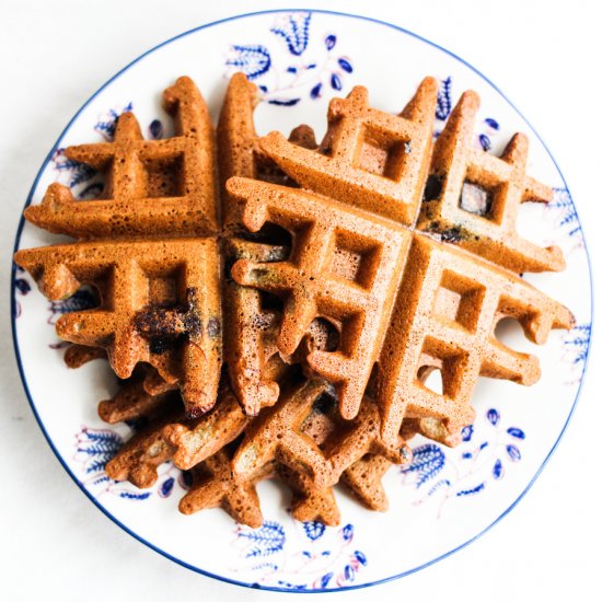 Cherry Waffles with Pepita Praline