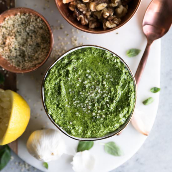 Basil Spinach Walnut Hemp Pesto