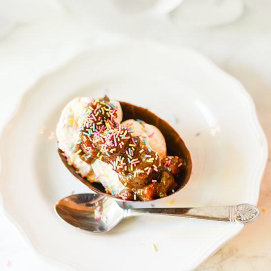 Chocolate Egg Ice Cream Bowl