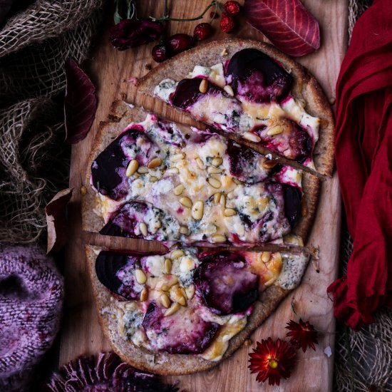 Beetroot Blue Cheese Naan Pizza