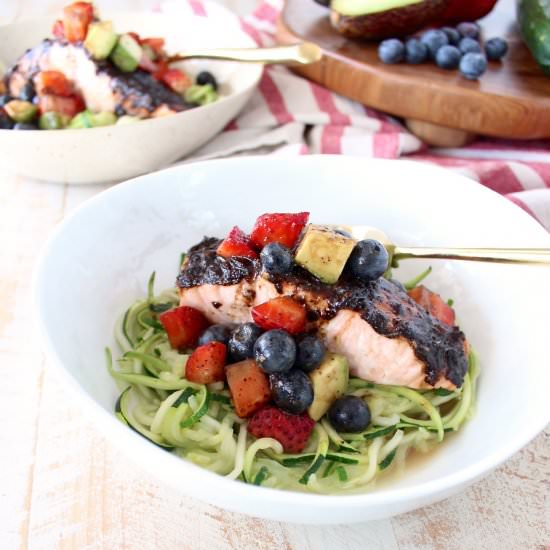 Balsamic Salmon Zoodle Bowls