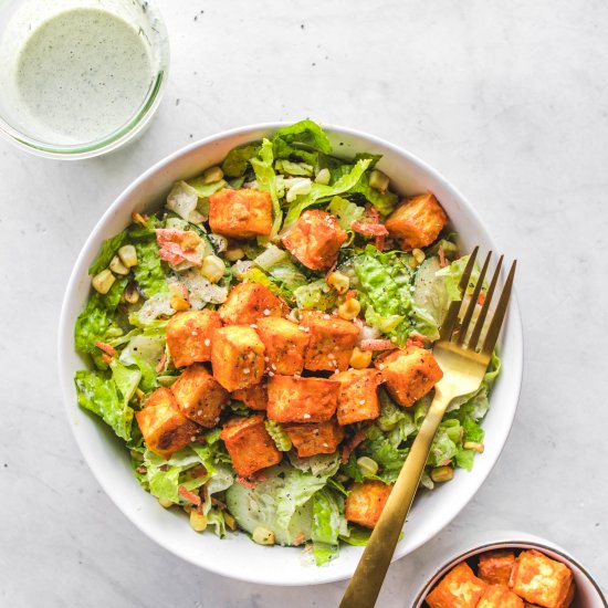 Buffalo Tofu Salad with Hemp Ranch