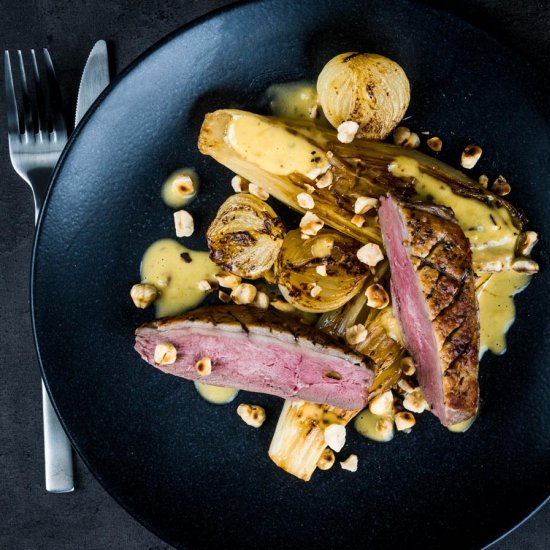 Pan Fried Duck Breast with Endive