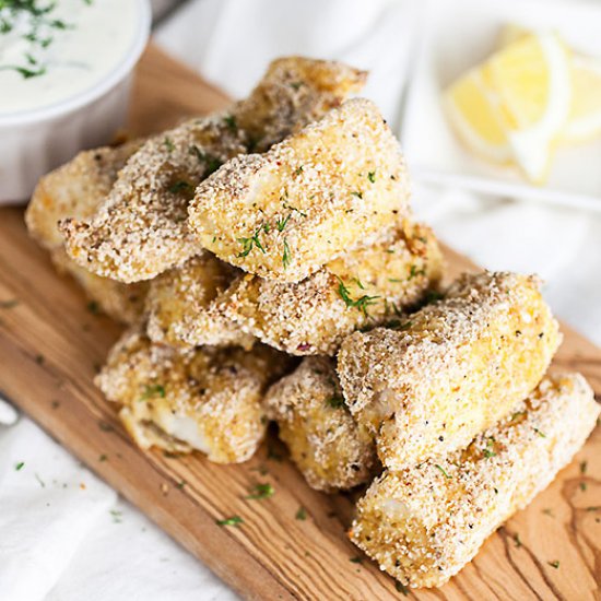 Breaded Baked Walleye Fingers