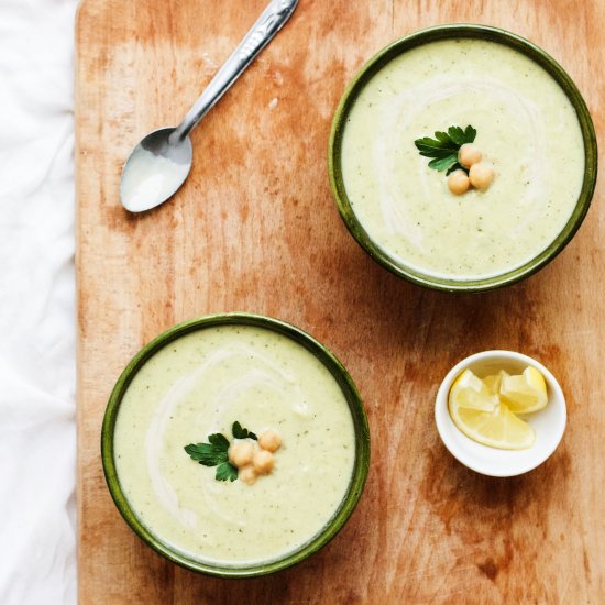 Broccoli Chickpea Soup w/ Tahini