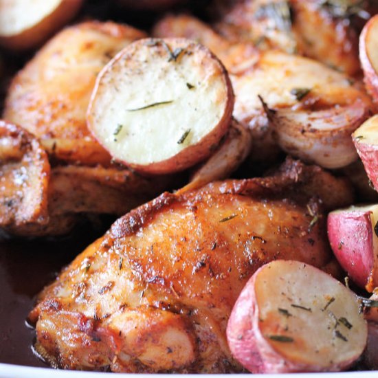 One Pan Roasted Chicken & Potatoes