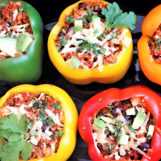 Soy Chorizo Stuffed Peppers