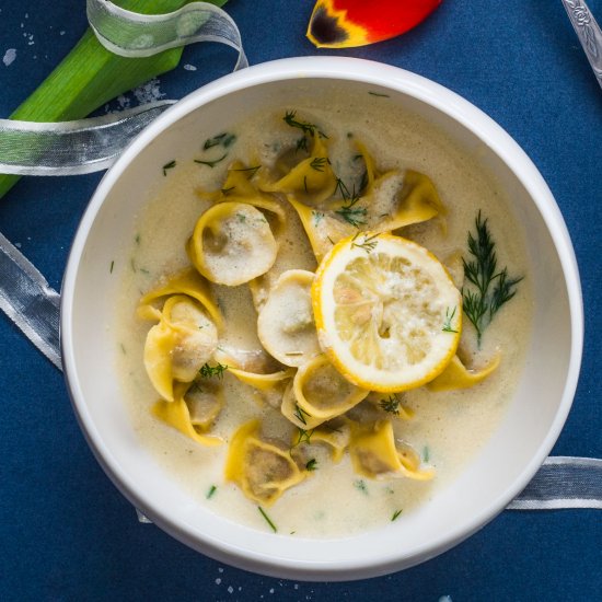 Chicken Tortellini Avgolemono Soup