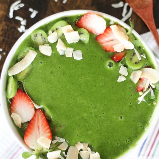 Green smoothie bowl with avocado