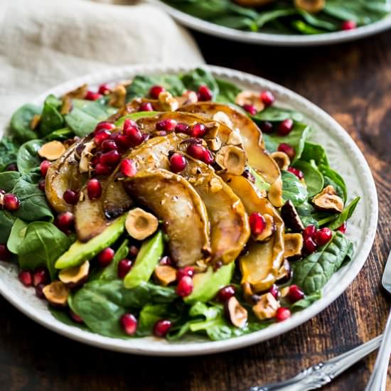 Roasted Pear Spinach Salad