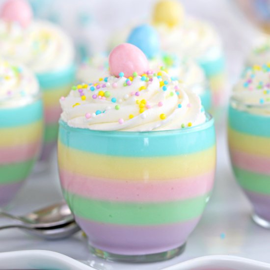 Pastel Gelatin Rainbow Cups