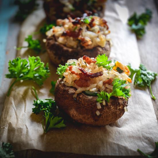 mushrooms with bacon and raisins