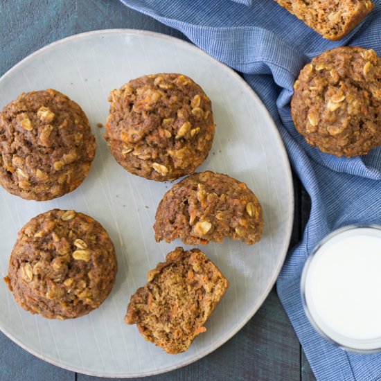 Carrot Cake Oatmeal Muffins