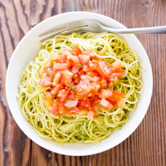 Angel Hair, Pesto, and Fresh Salsa