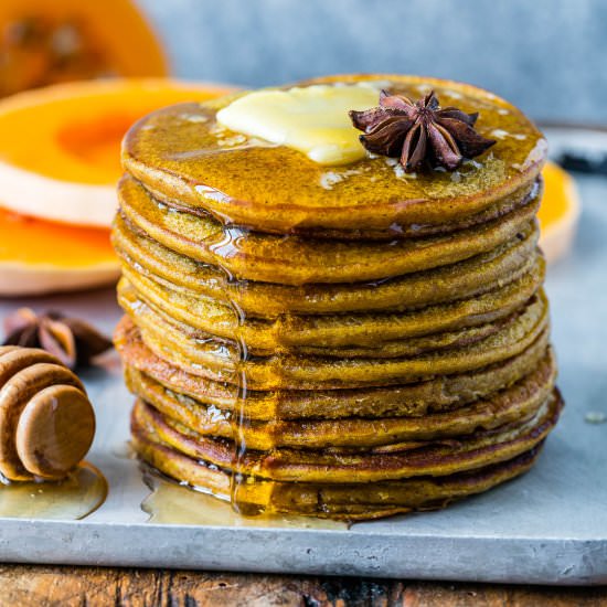 Healthy Pumpkin Spice Pancakes