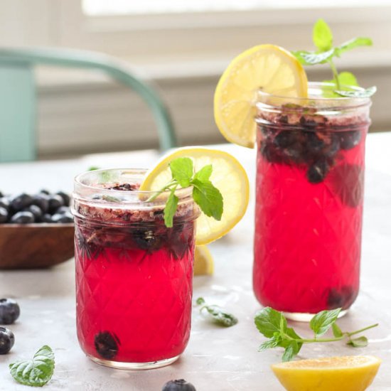 Lemon Blueberry Kombucha Spritzers