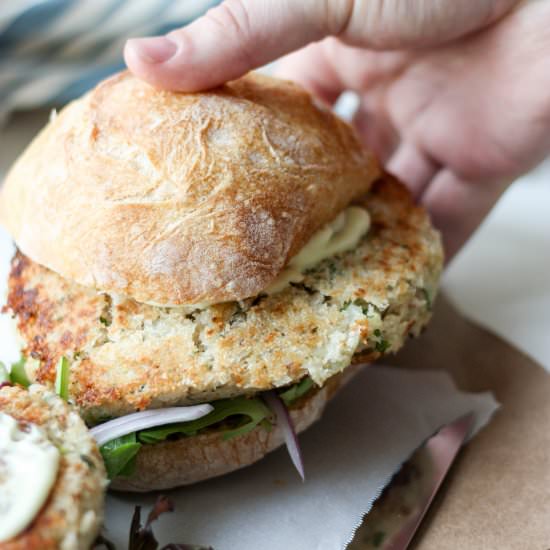 Salmon Burgers with Wasabi Mayo