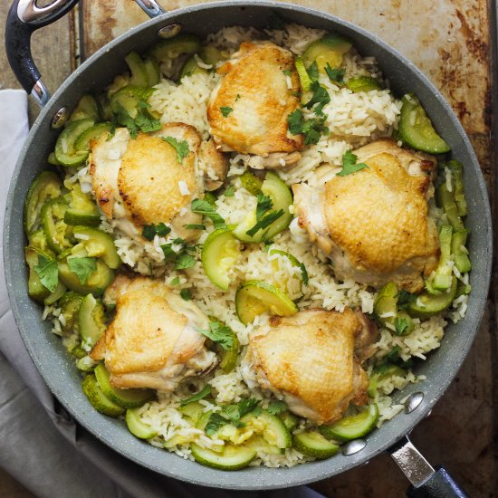 One pot chicken thighs with zucchini