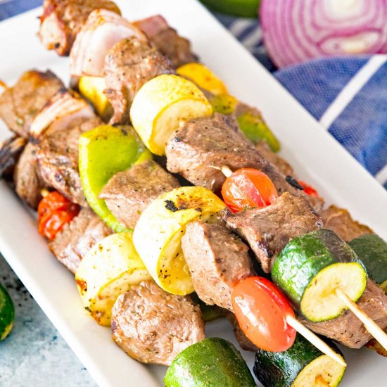 Grilled Vegetable and Steak Kabobs