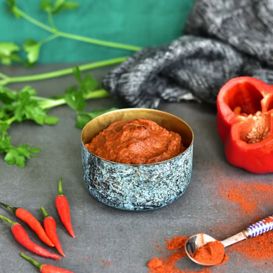 Homemade harissa paste