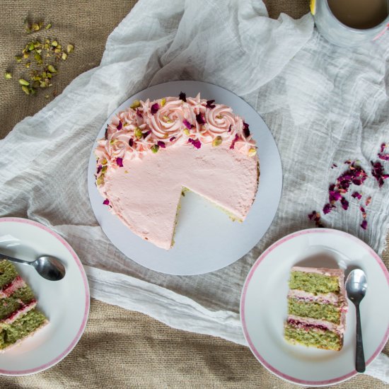 Pistachio, Rose & Cardamom Cake