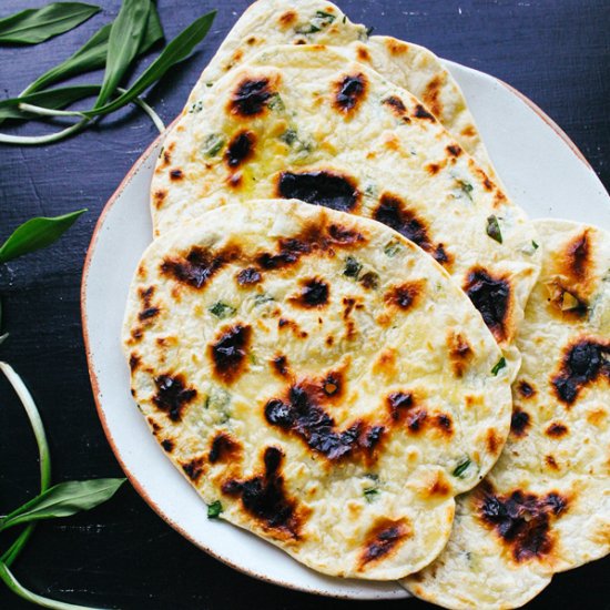 Wild garlic flaky flatbread