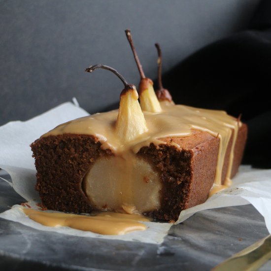 Pear Ginger Loaf + Caramel Glaze