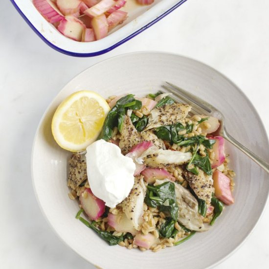 Spelt, Rhubarb and Smoked Mackerel