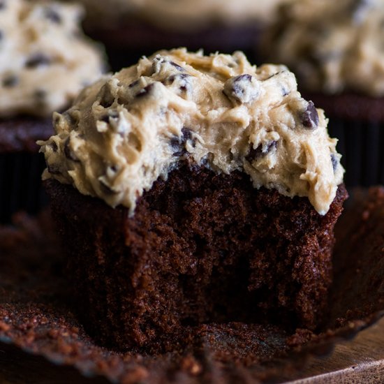 Chocolate Cookie Dough Cupcakes