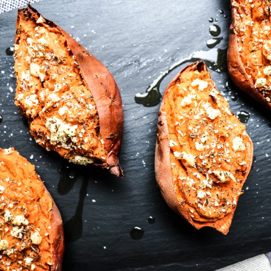 Mediterranean Filled Sweet Potatoes