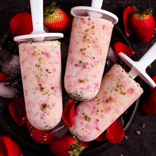 Strawberry Thandai Popsicles